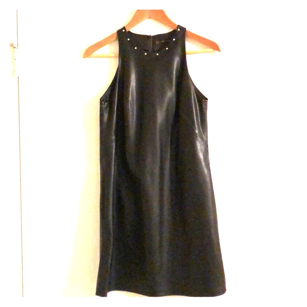 Black faux leather dress with studs